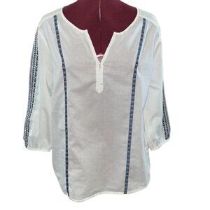 LUCY & LAUREL Bohemian Cotton Embroidered Peasant Top NWOT